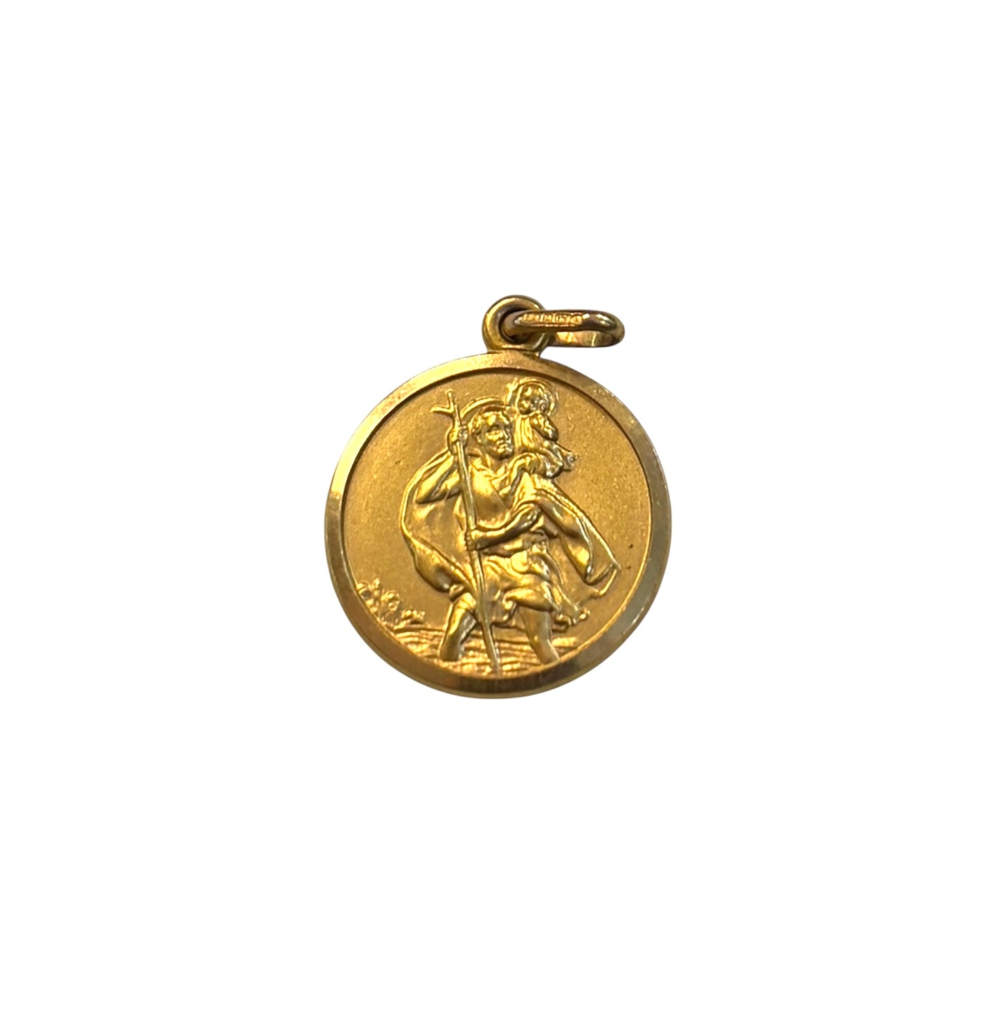 9ct vintage st christopher charm pendant 3.0g