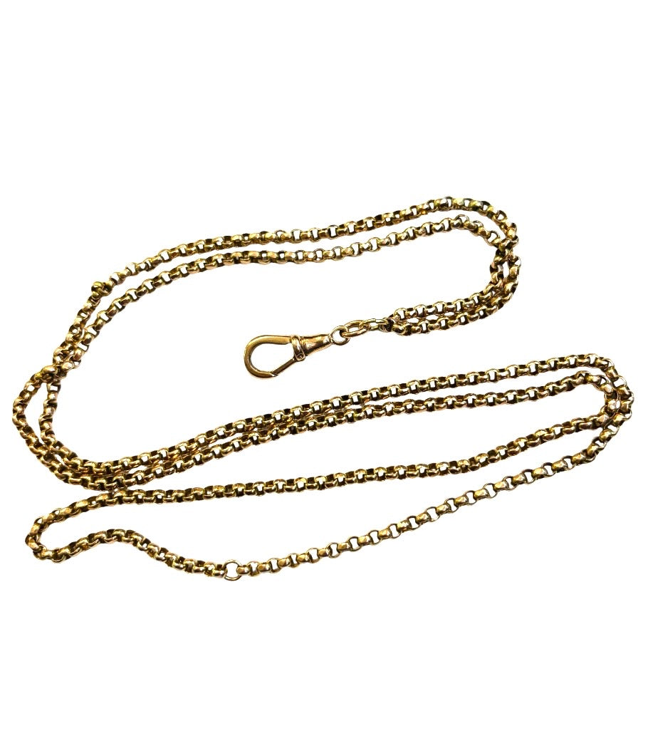 9ct vintage belcher chain 33 inches long with dog clip 13.3g