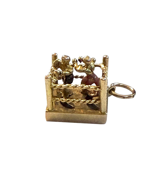9ct vintage boxers in ring charm / pendant articulated. circa 1956 by Georg jensen 2.8g