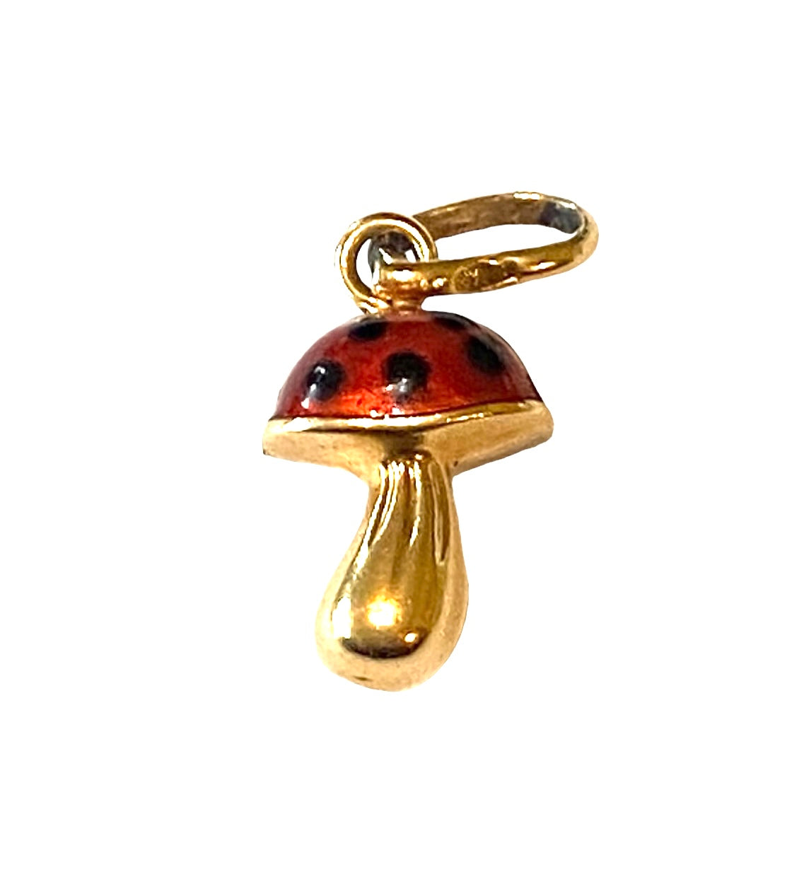 18ct 750 pre owned enamel mushroom charm / pendant