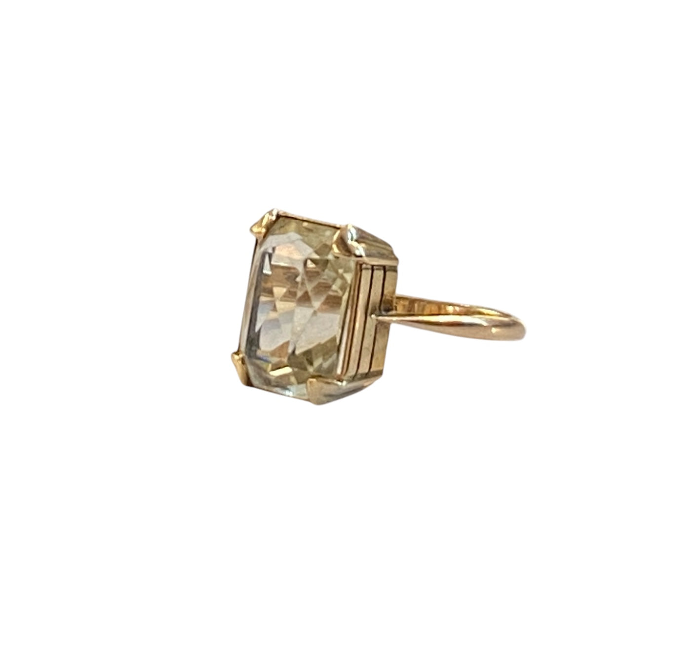 9ct vintage quartz cocktail ring . size N