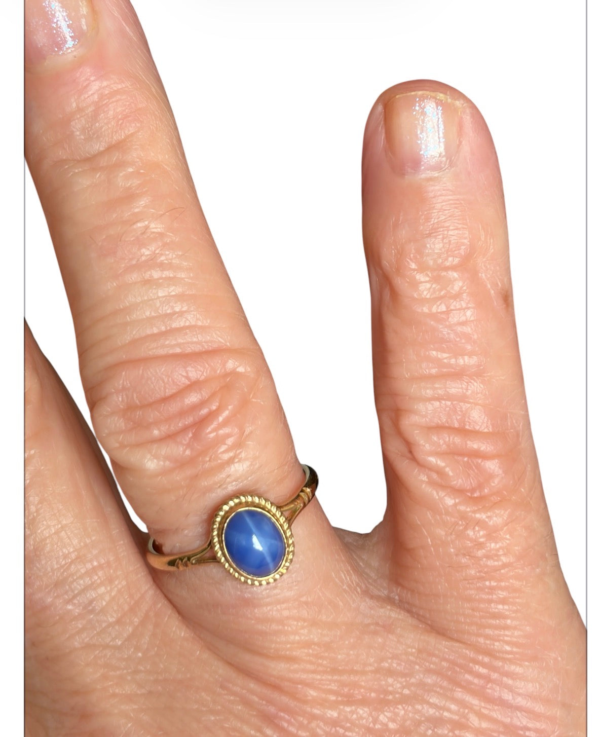 9ct vintage linde star sapphire ring size O circa 1978