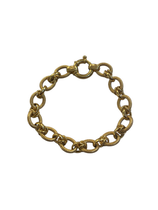 9ct pre owned fancy link bracelet. hollow. 16.1g