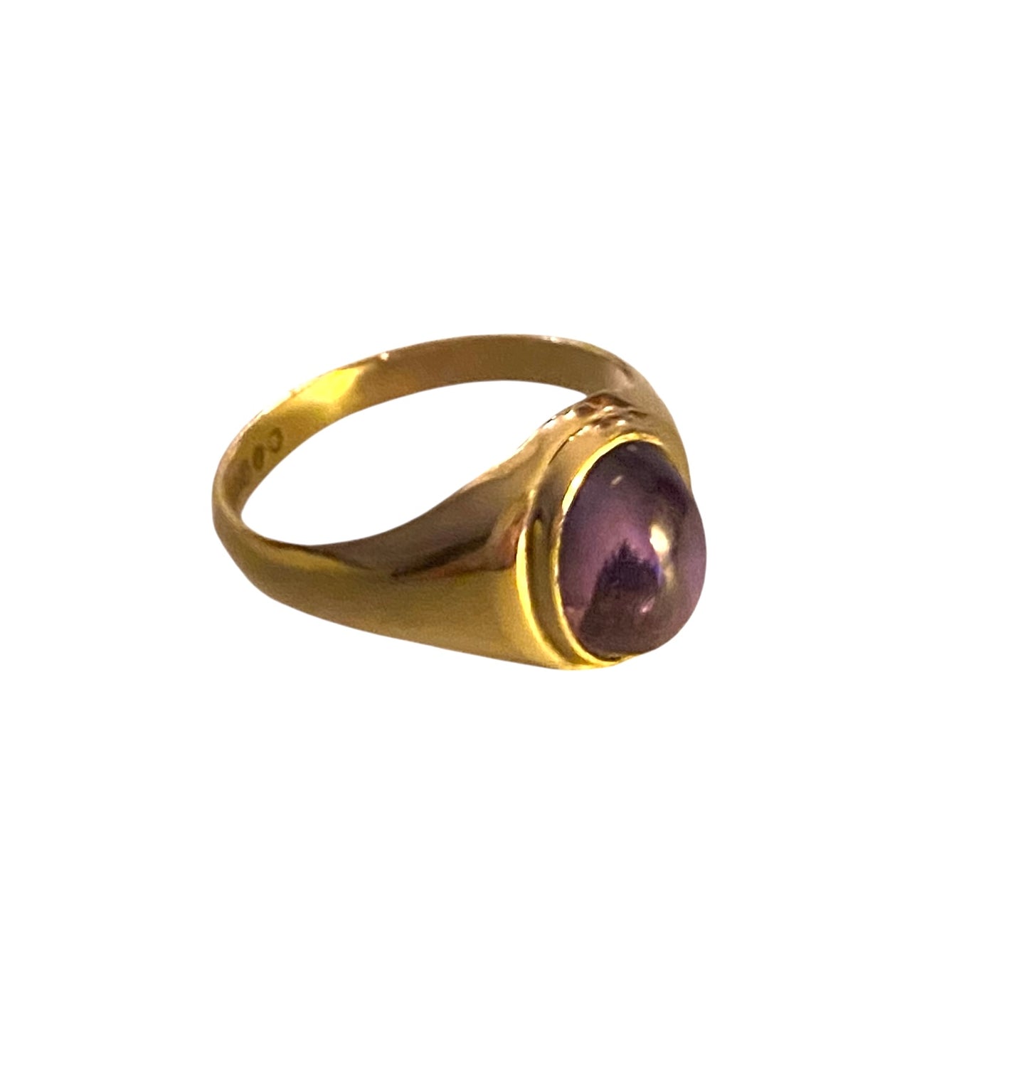 9ct vintage ring. cabochon amethyst, signet ring, pinky ring N 1/2