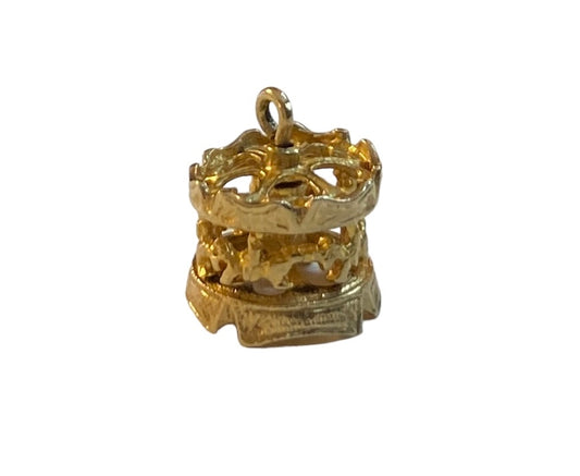 9ct vintage carousel charm. small circa 1976