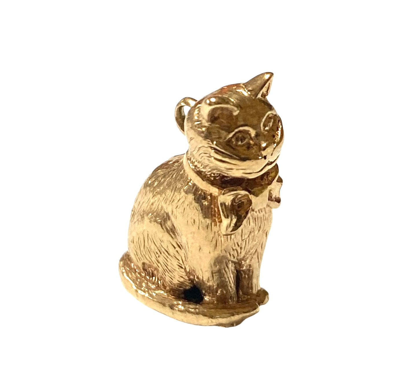 9ct vintage cat charm. solid gold circa 1962 maker ppld 5.7g