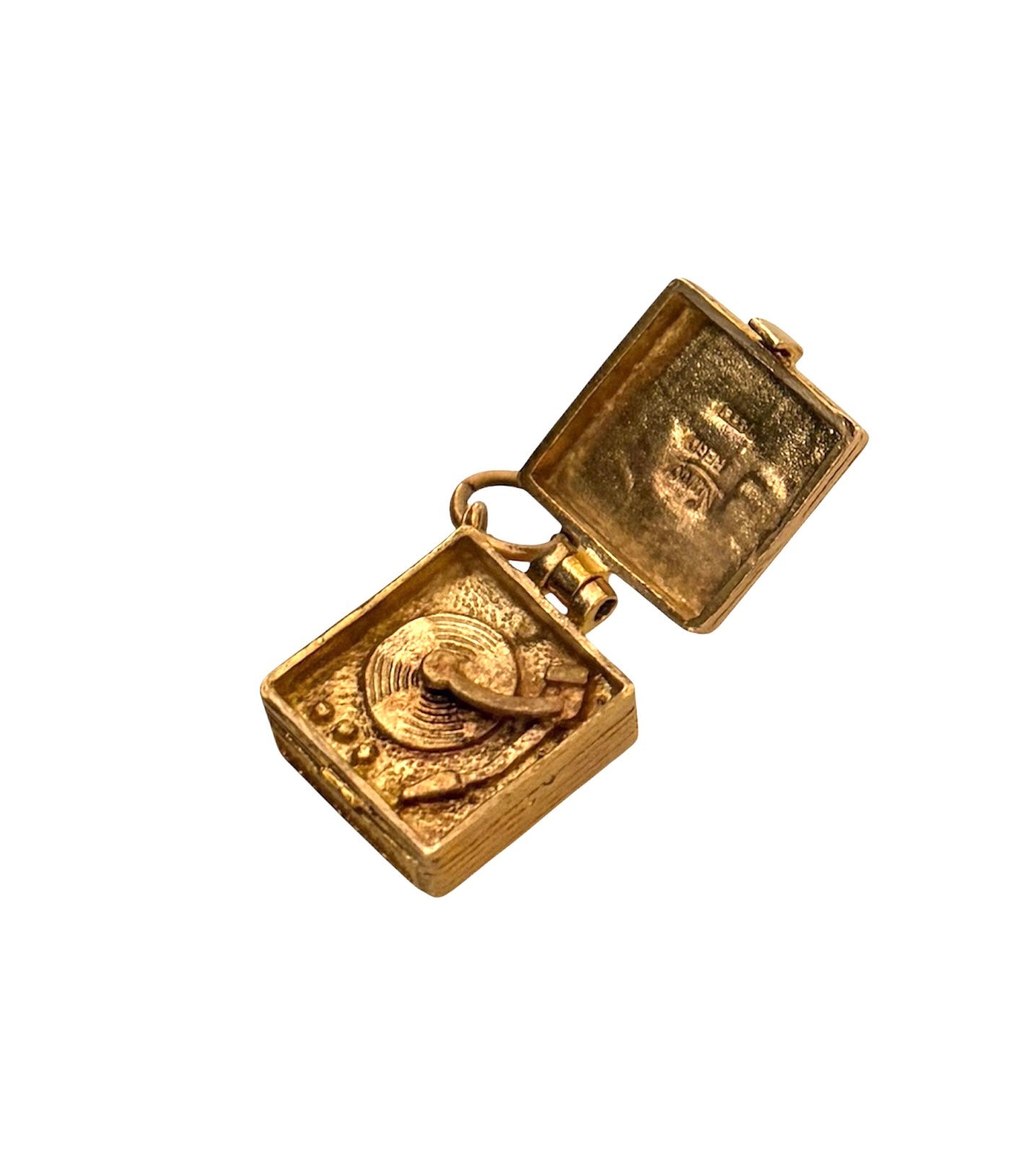 9ct vintage opening turntable charm. by NUVO circa 1960 3.13g