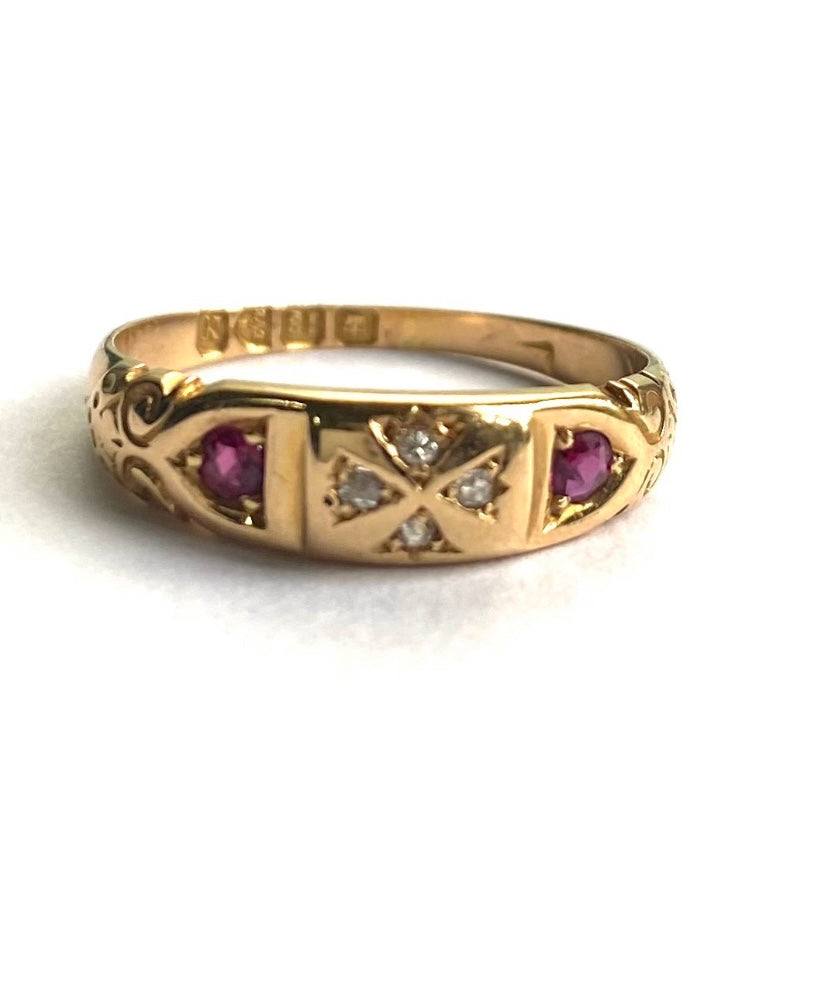 18ct antique ruby and diamond ring circa Chester 1831