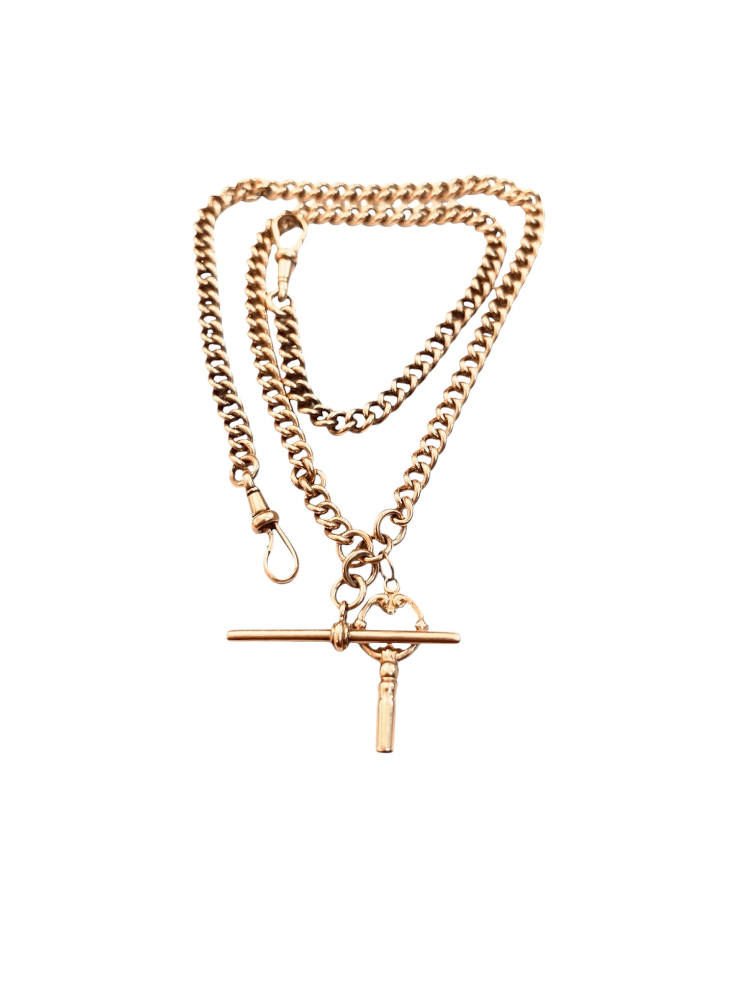 9ct antique rose gold Albert chain. 21 inch long 42.27g