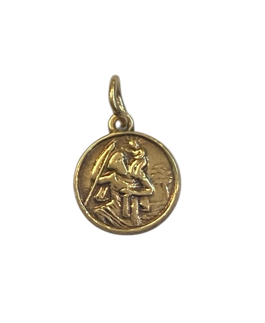 9CT VINTAGE SMALL ST CHRISTOPHER PENDANT CHARM CIRCA 1963