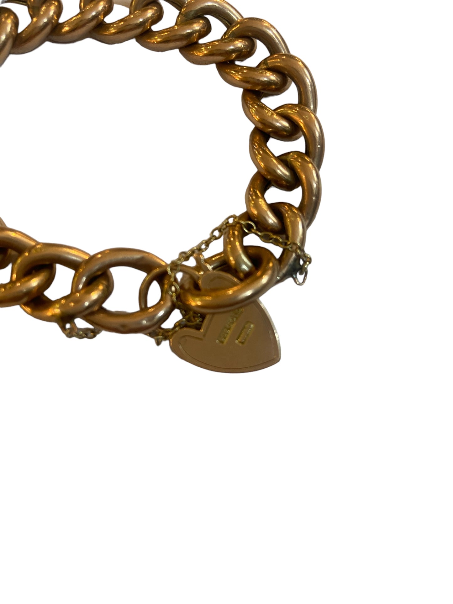 9ct vintage antique rose gold curb link bracelet 7 inches 19.5g