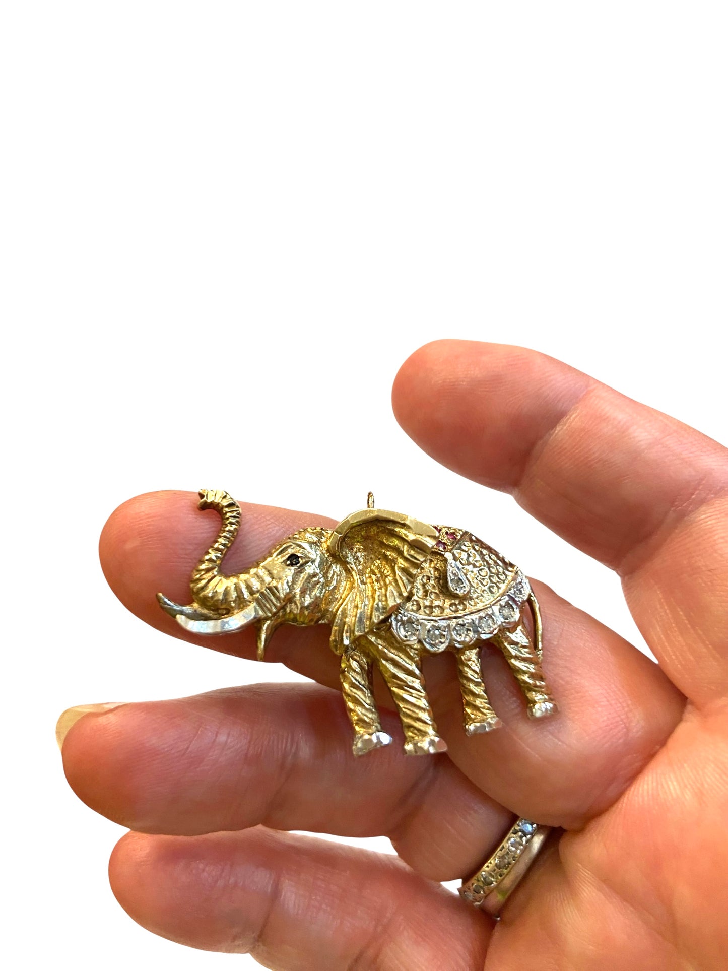 9ct vintage elephant pendant with Gem stones circa 1989