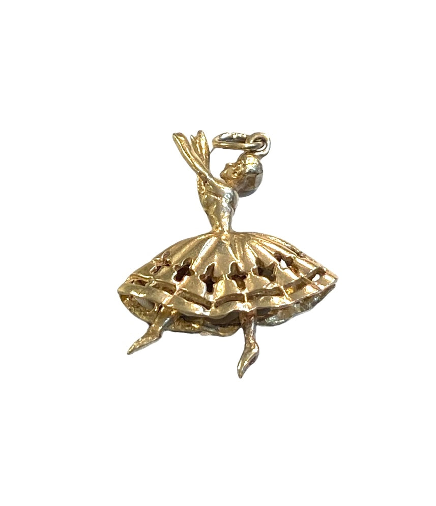 9ct vintage ballerina charm articulated.