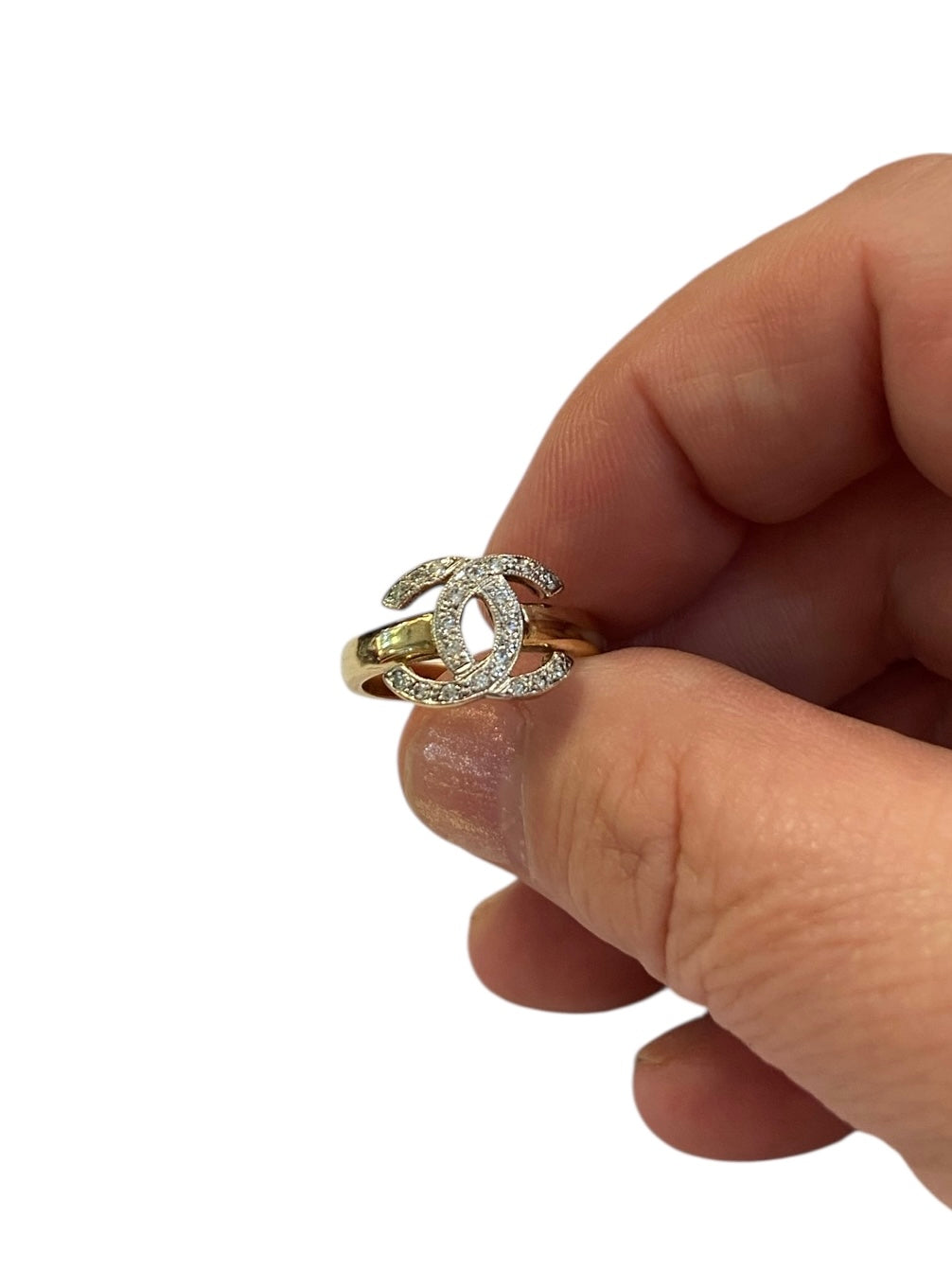 9ct vintage / pre owned C C  ring with diamonds size L1/2