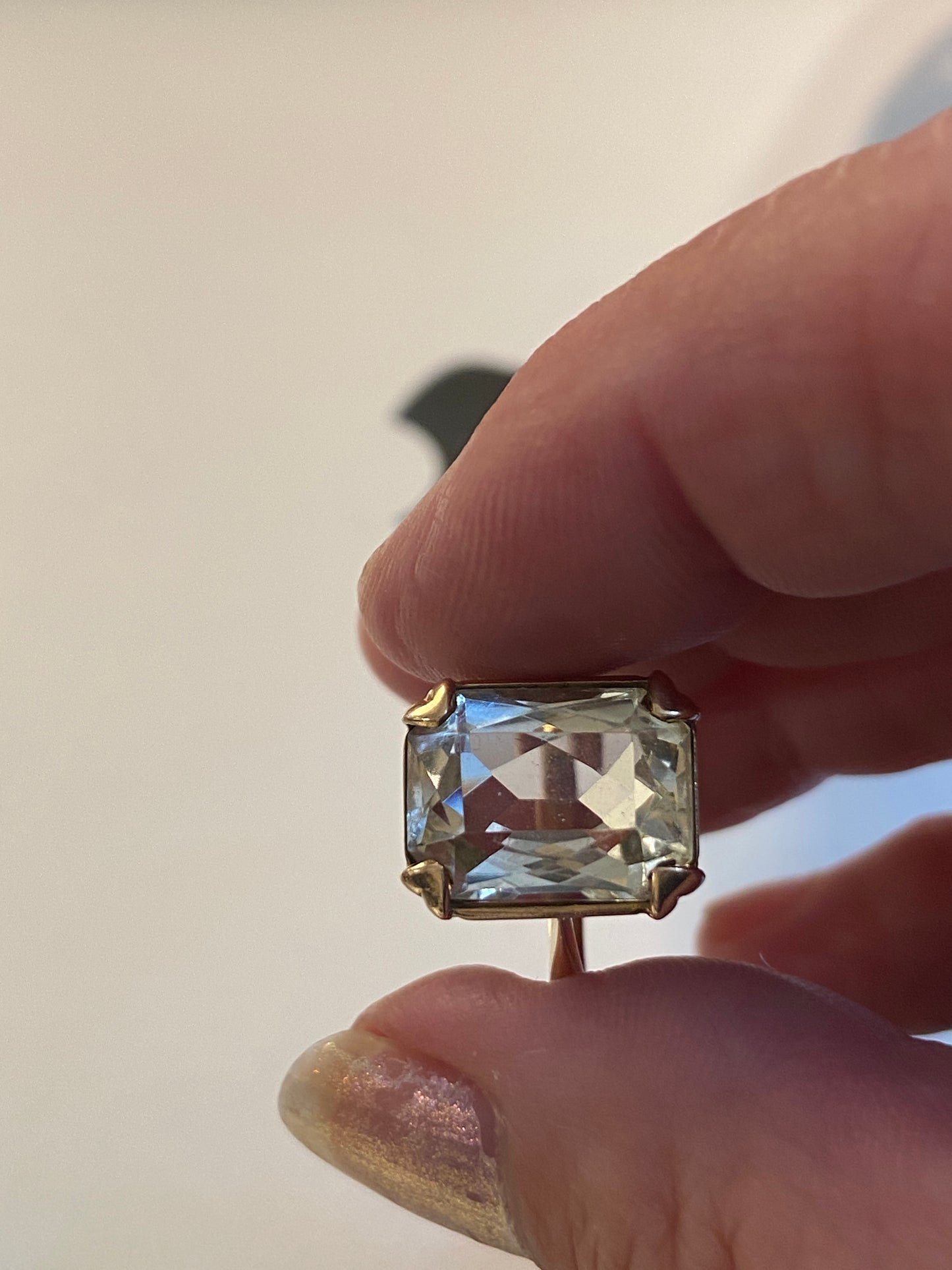 9ct vintage quartz cocktail ring . size N