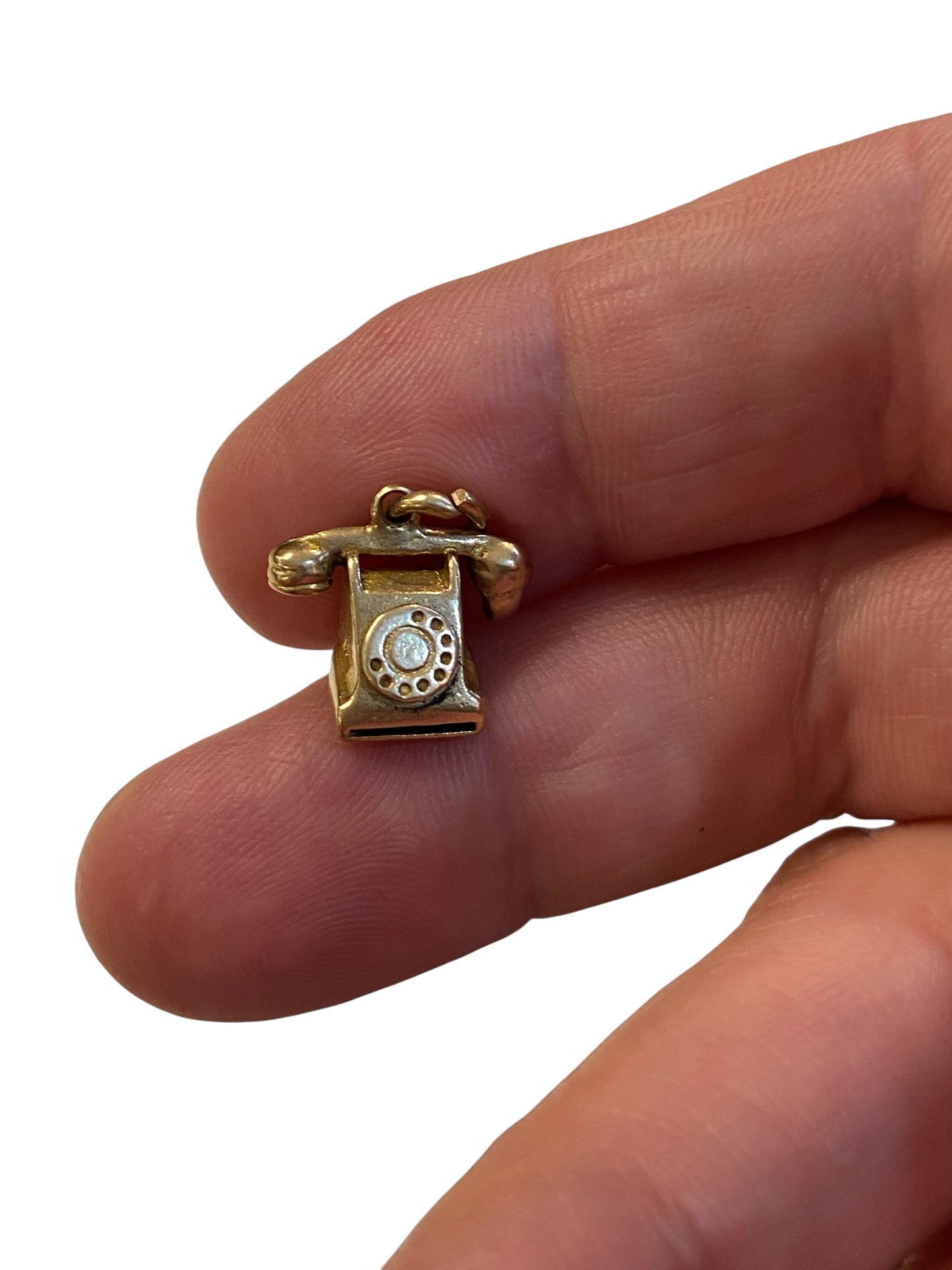 9ct vintage telephone charm. circa 1958