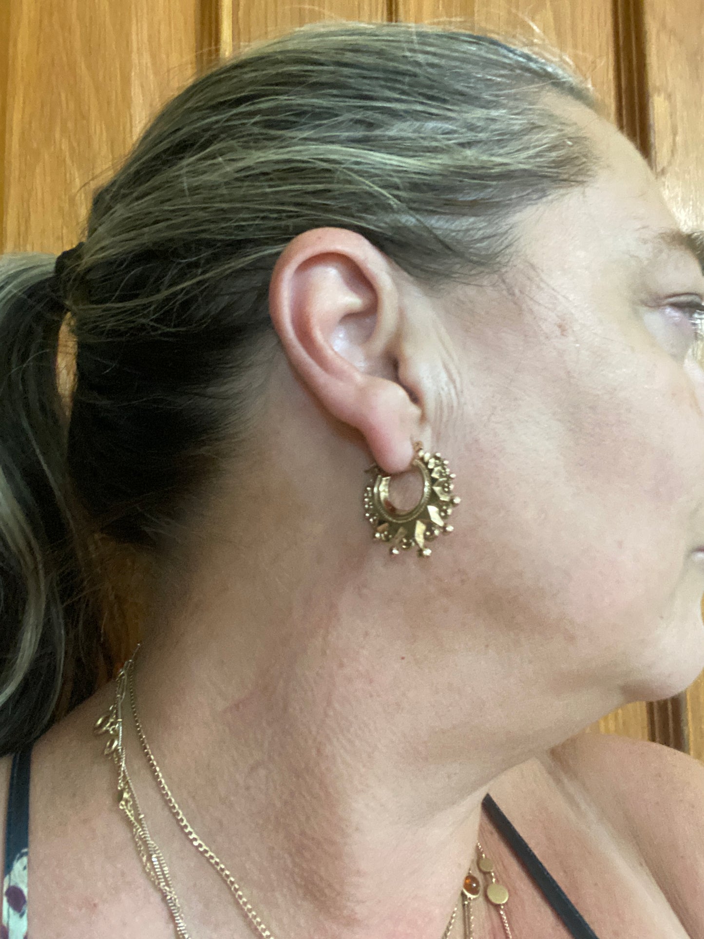 9ct creole style earrings, gypsy earrings, hollow 2.9g