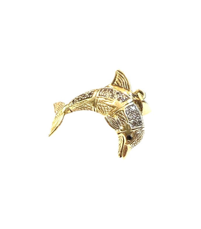 9ct vintage dolphin charm - pendant large 8.5g