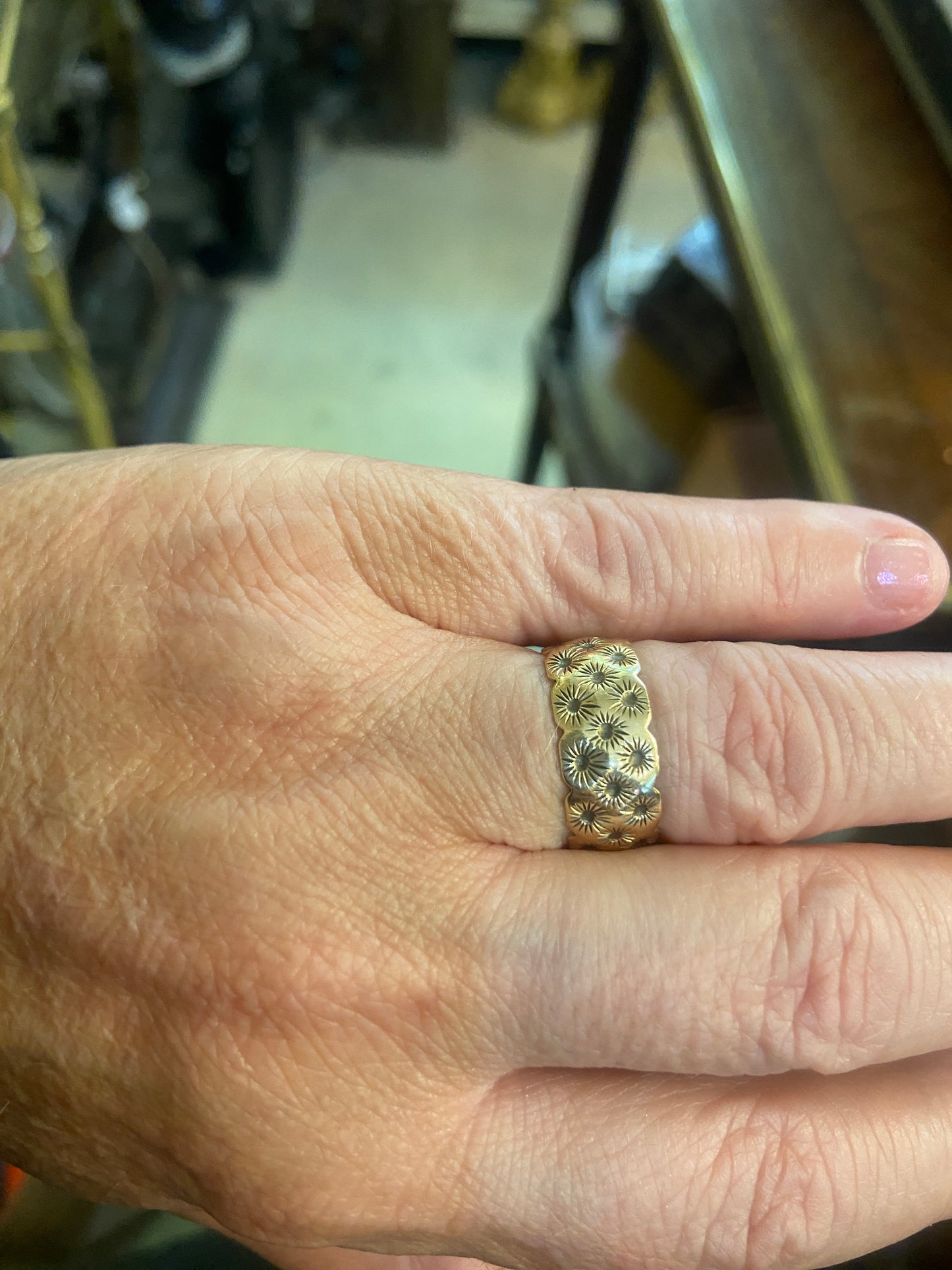 9ct vintage ring , wedding ring , size N 1/2 circa 1971