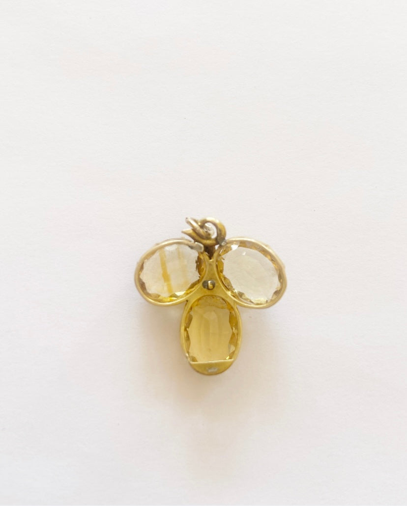15ct vintage citrine three leaf clover pendant