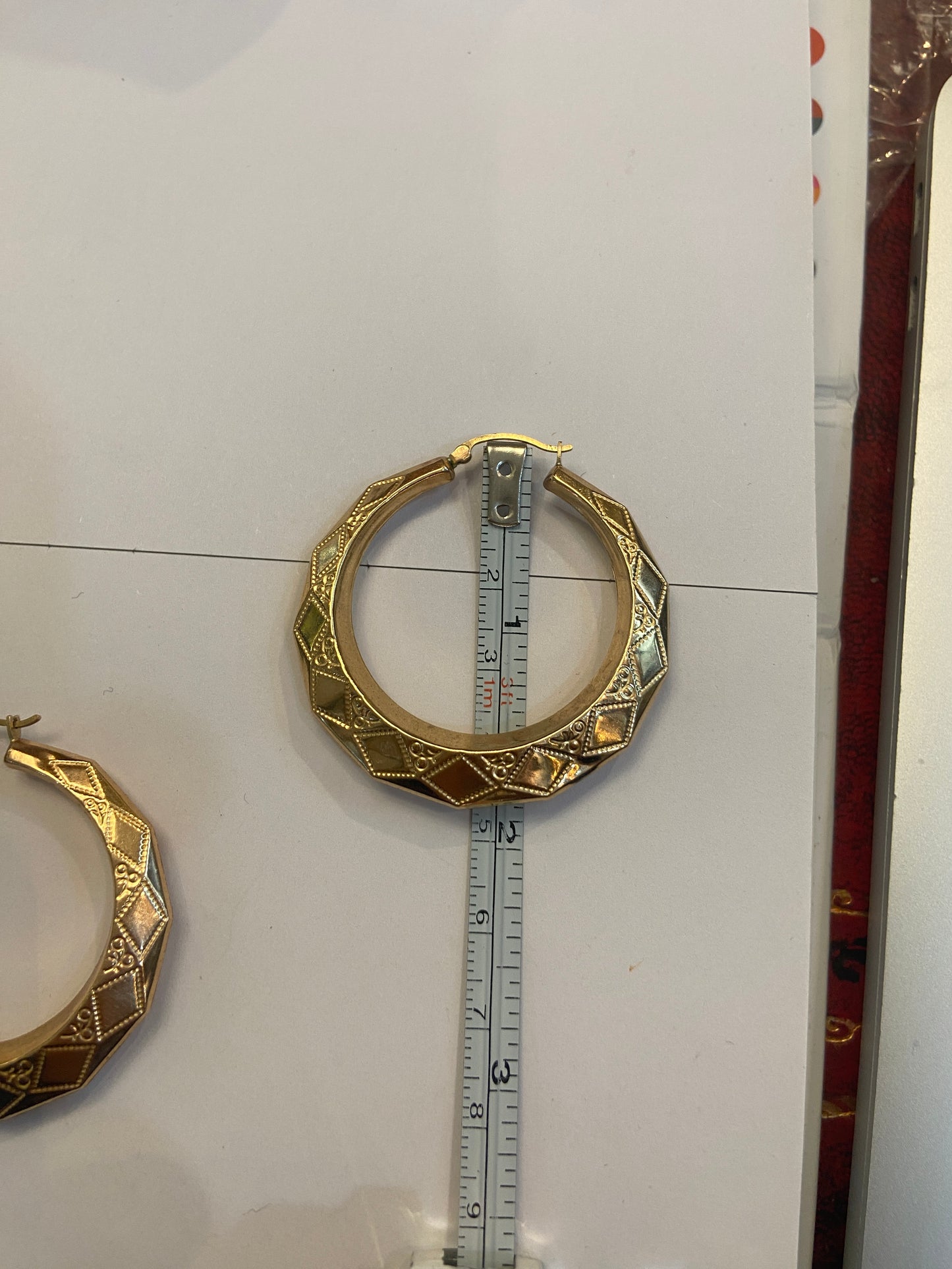 9ct vintage / pre owned hoop earrings. hollow 5.6g