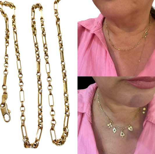9ct vintage chain, versatile fancy link 18 1/2 inches 47cm
