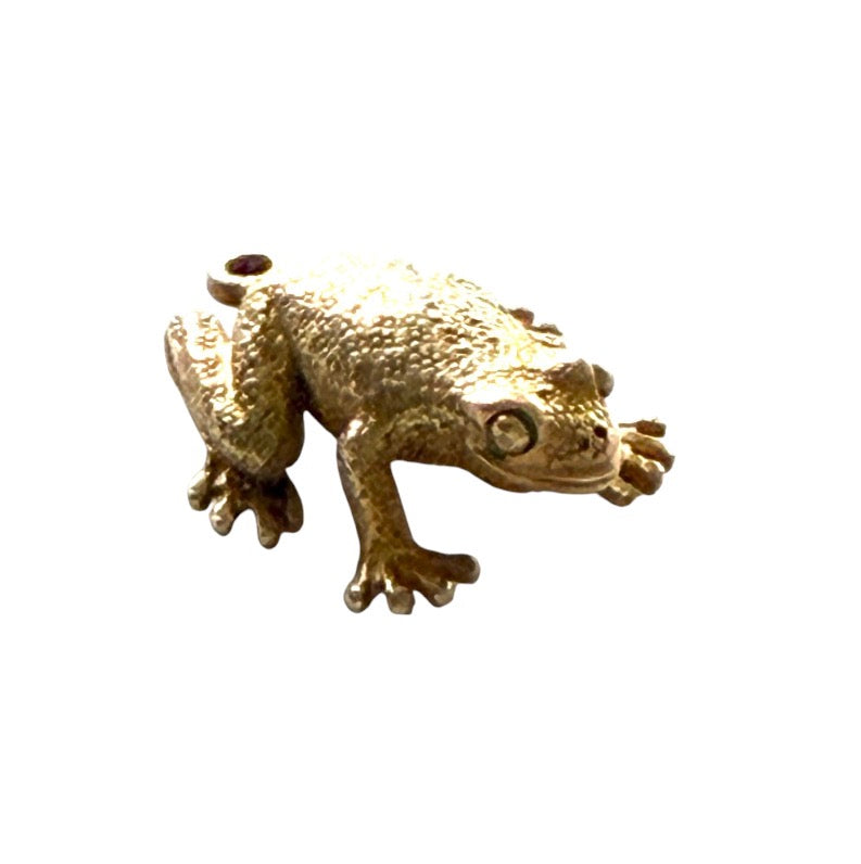 9ct vintage frog charm, citca 1960, solid gold 4.01g