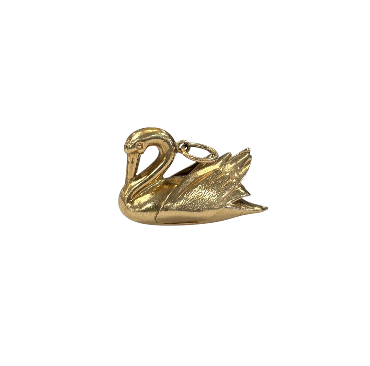 9ct vintage swan charm, large hollow