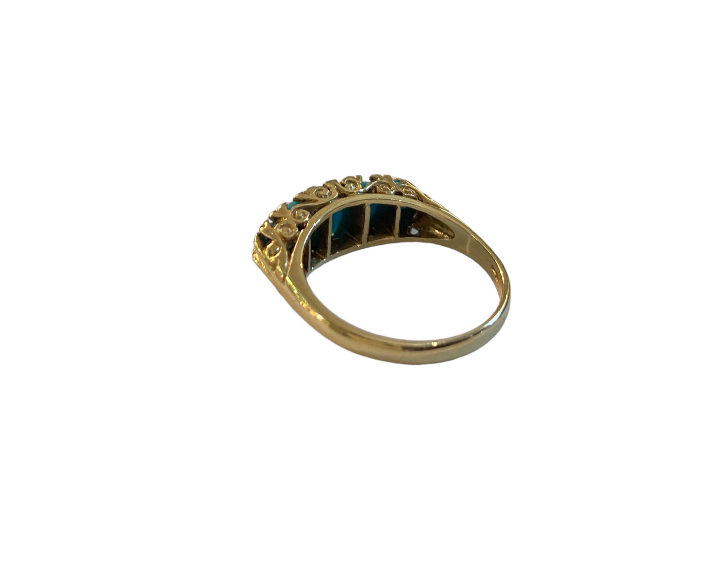 9ct vintage turquoise and diamond ring size O, circa 1947 Edinburgh
