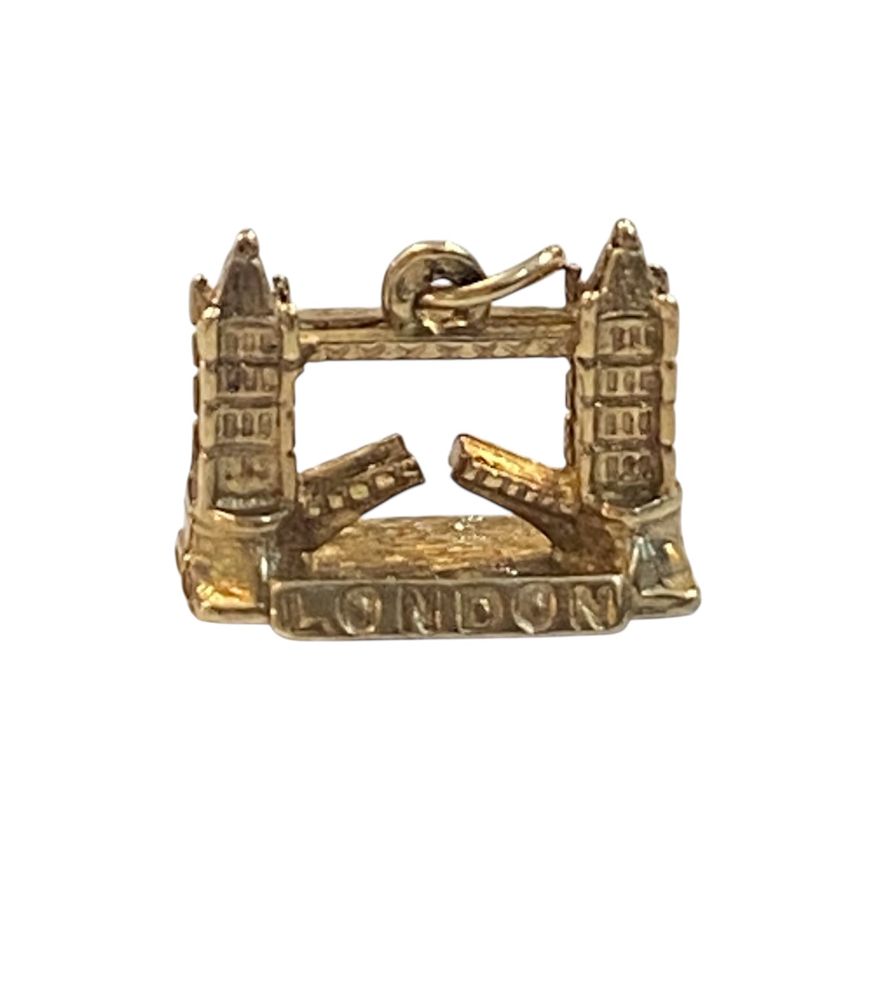 9ct vintage tower bridge charm. yellow gold