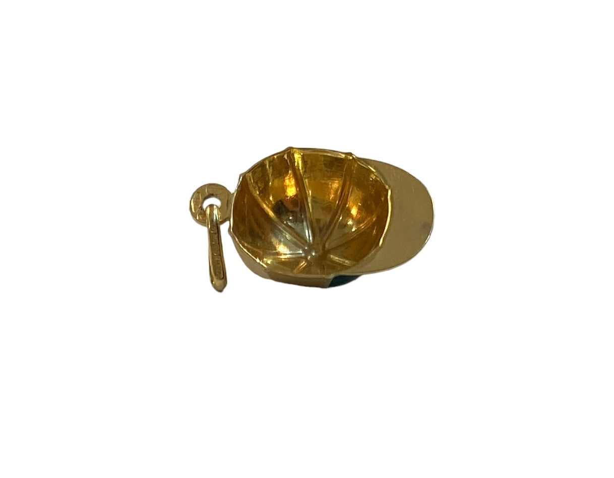 9ct yellow gold jockey hat charm with enamel panels