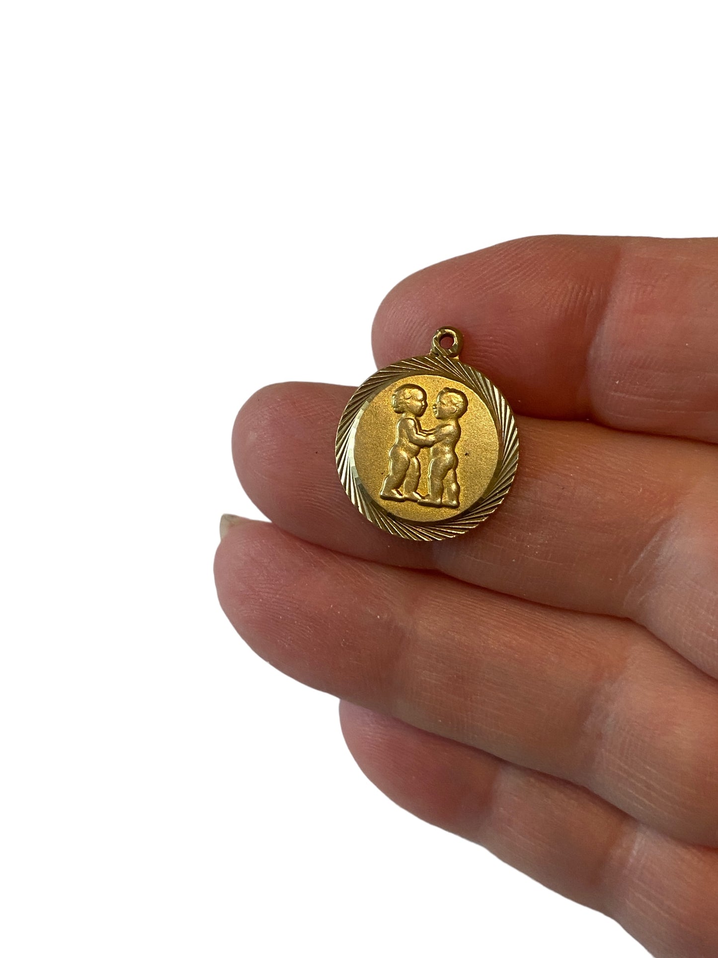 9ct vintage gemini disc charm / pendant circa 1963