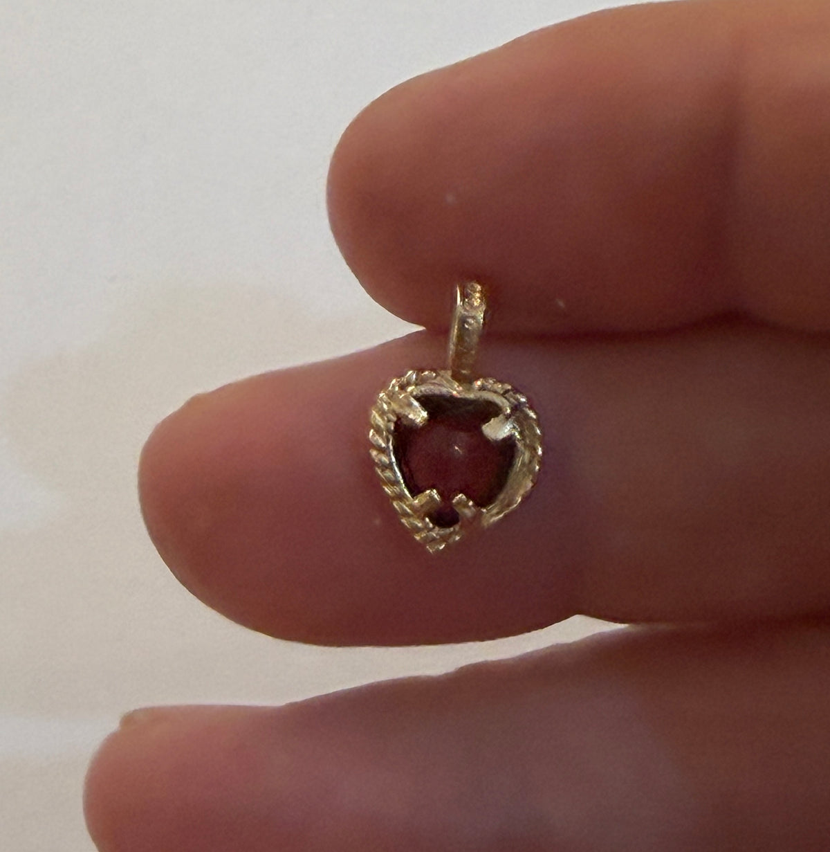 9ct vintage garnet heart charm / pendant circa 1970 by Georg Jensen