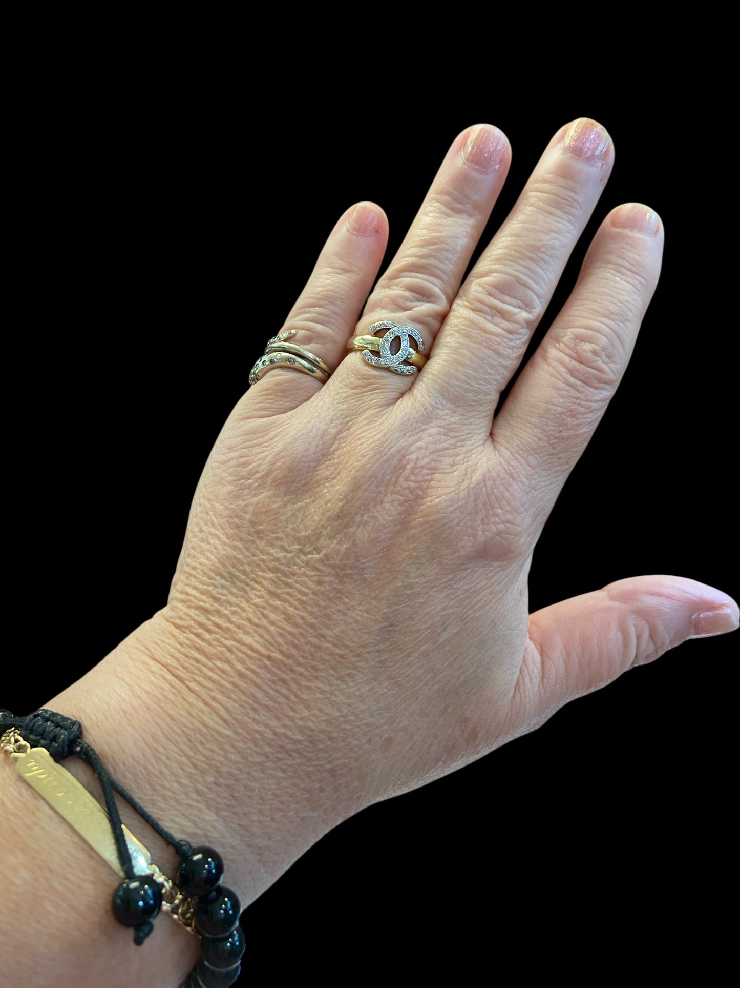 9ct vintage / pre owned C C  ring with diamonds size L1/2