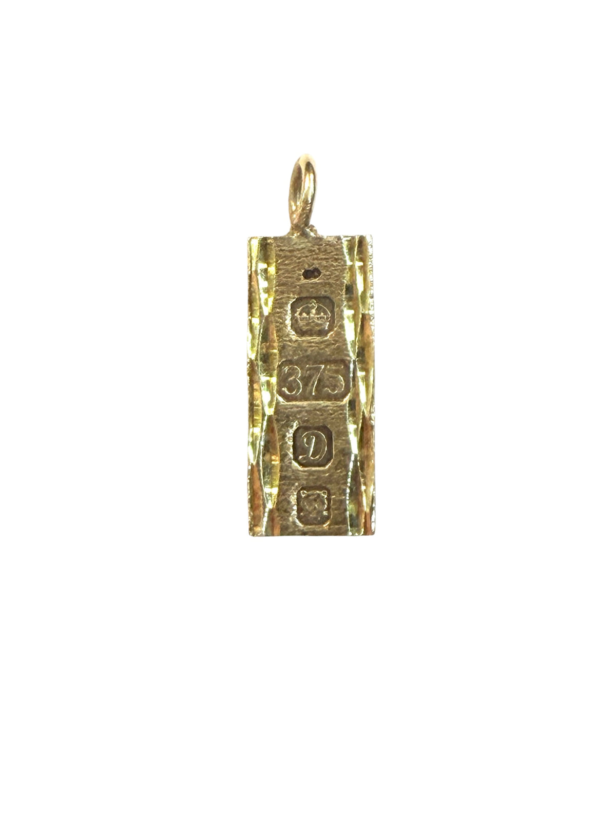 9ct vintage ingot charm / pendant circa London 1978 . 3.