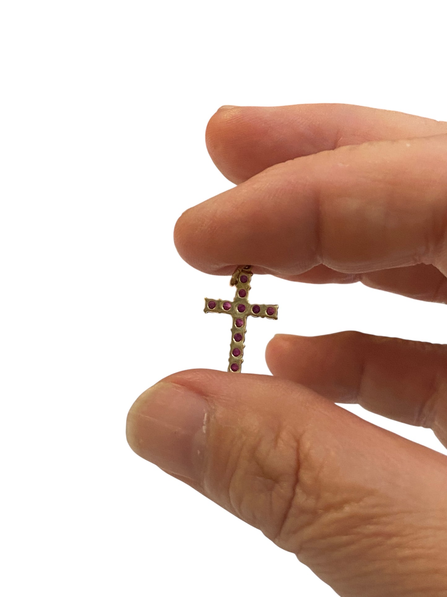 9ct vintage ruby cross, small 0.7g