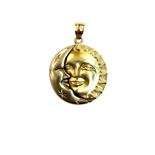 14k vintage sun and moon charm / pendant  3.6g