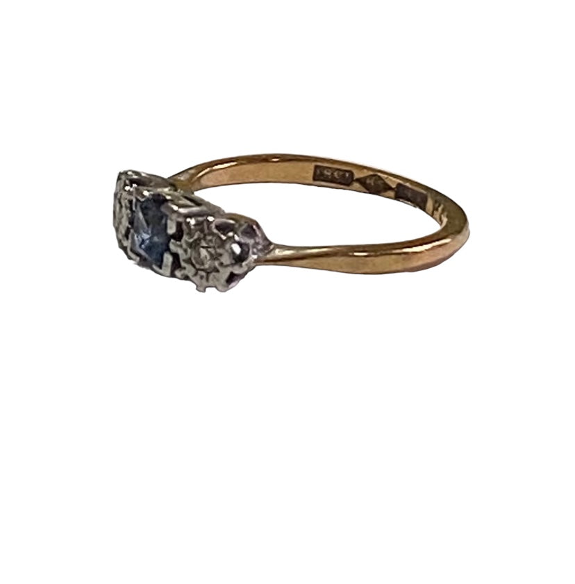 18ct Antique sapphire and diamond ring size K