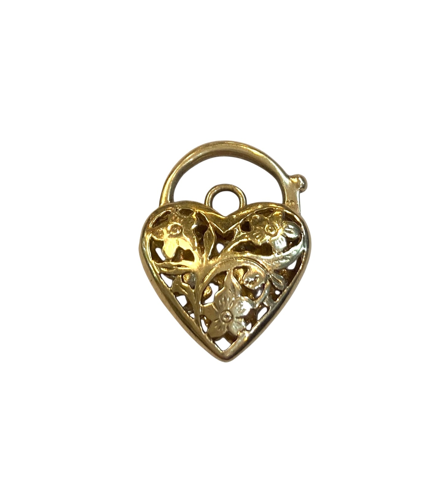 9ct vintage open work padlock charm / pendant 5.0g