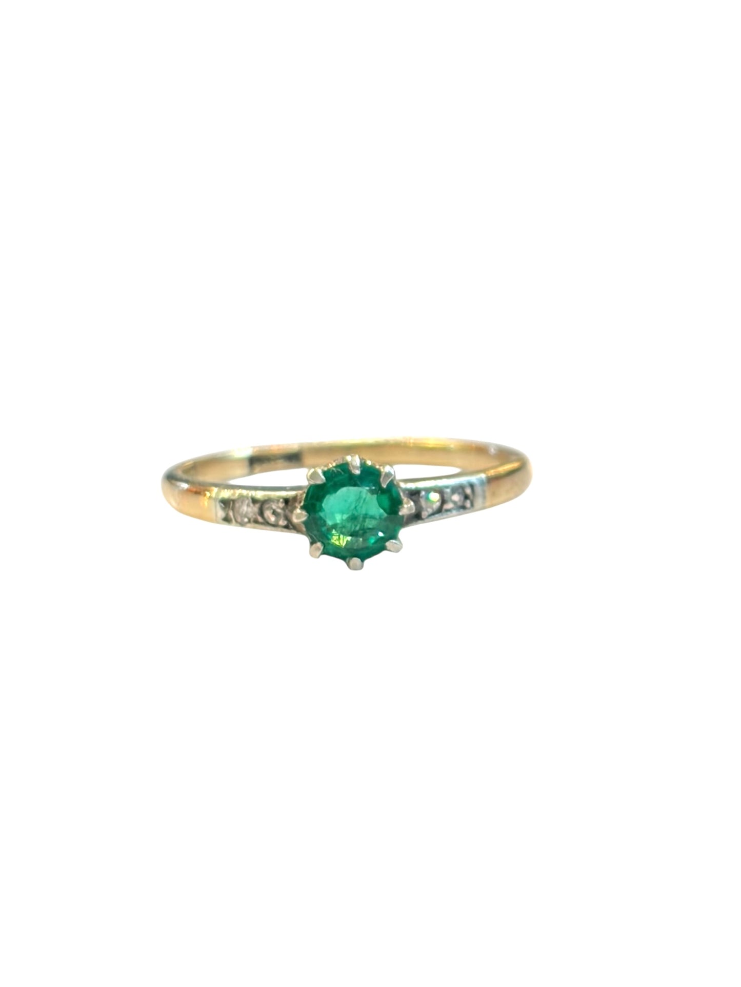 18ct antique Emerald and Diamond ring size M 1/2
