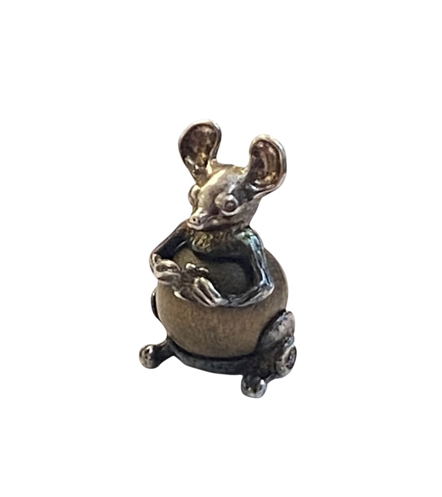 925 vintage silver mouse charm, touch wood by Nuvo