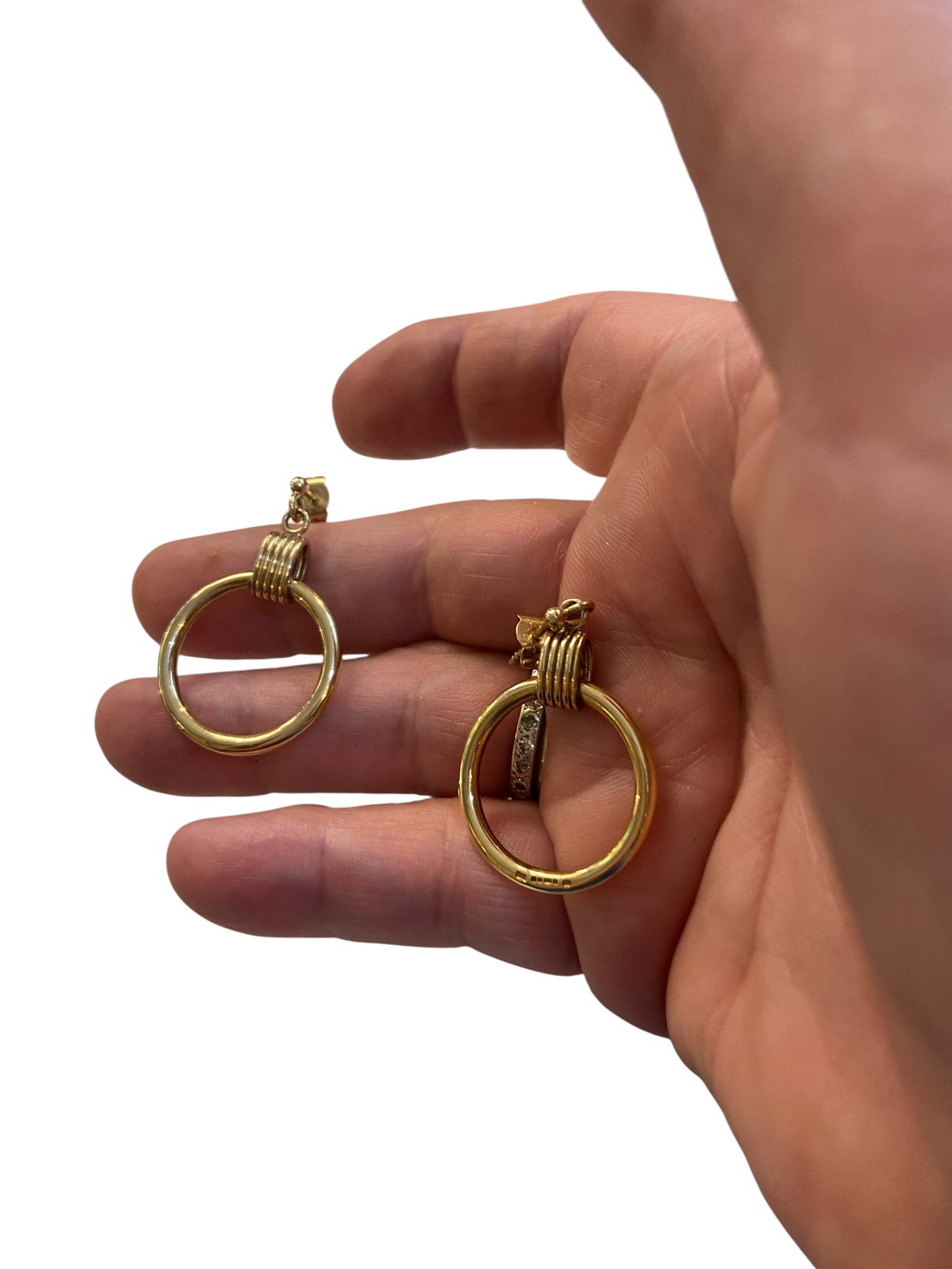 9ct vi tage preowned drop circle earrings circa 1993 9.1g