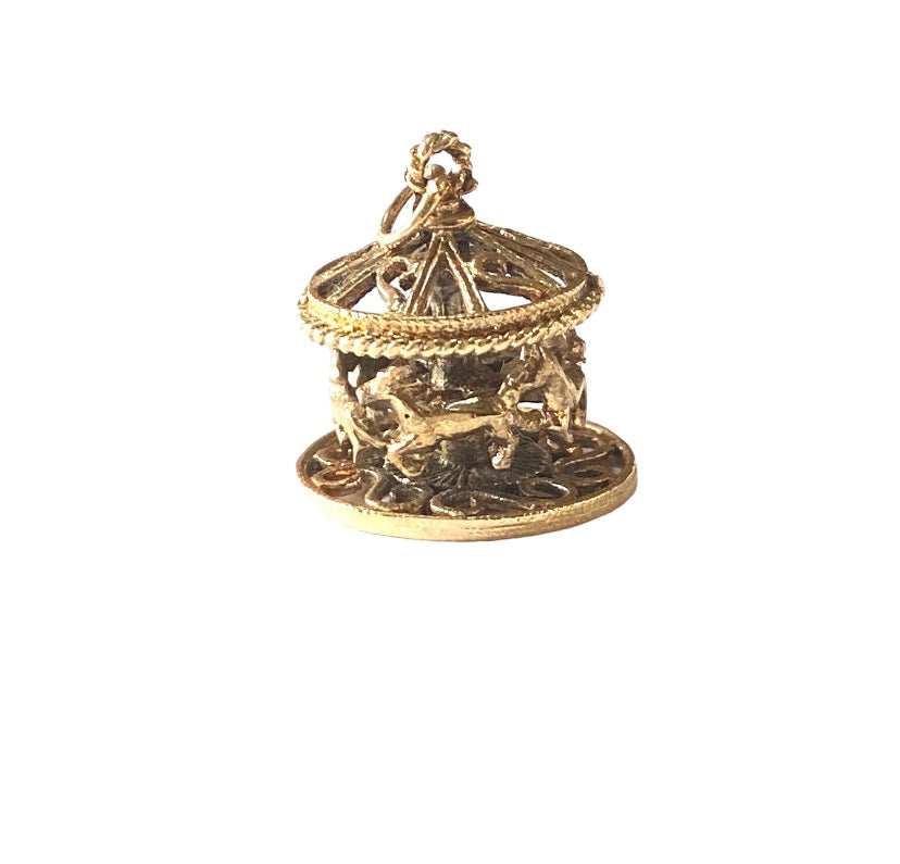 9ct 375 vintage articulated carousel charm circa 1973 large
