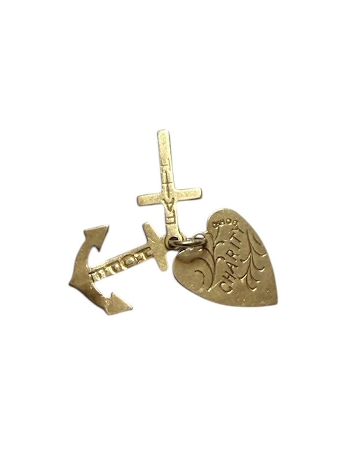 9ct vintage faith hope and charity charm / pendant circa 1978 1.34g