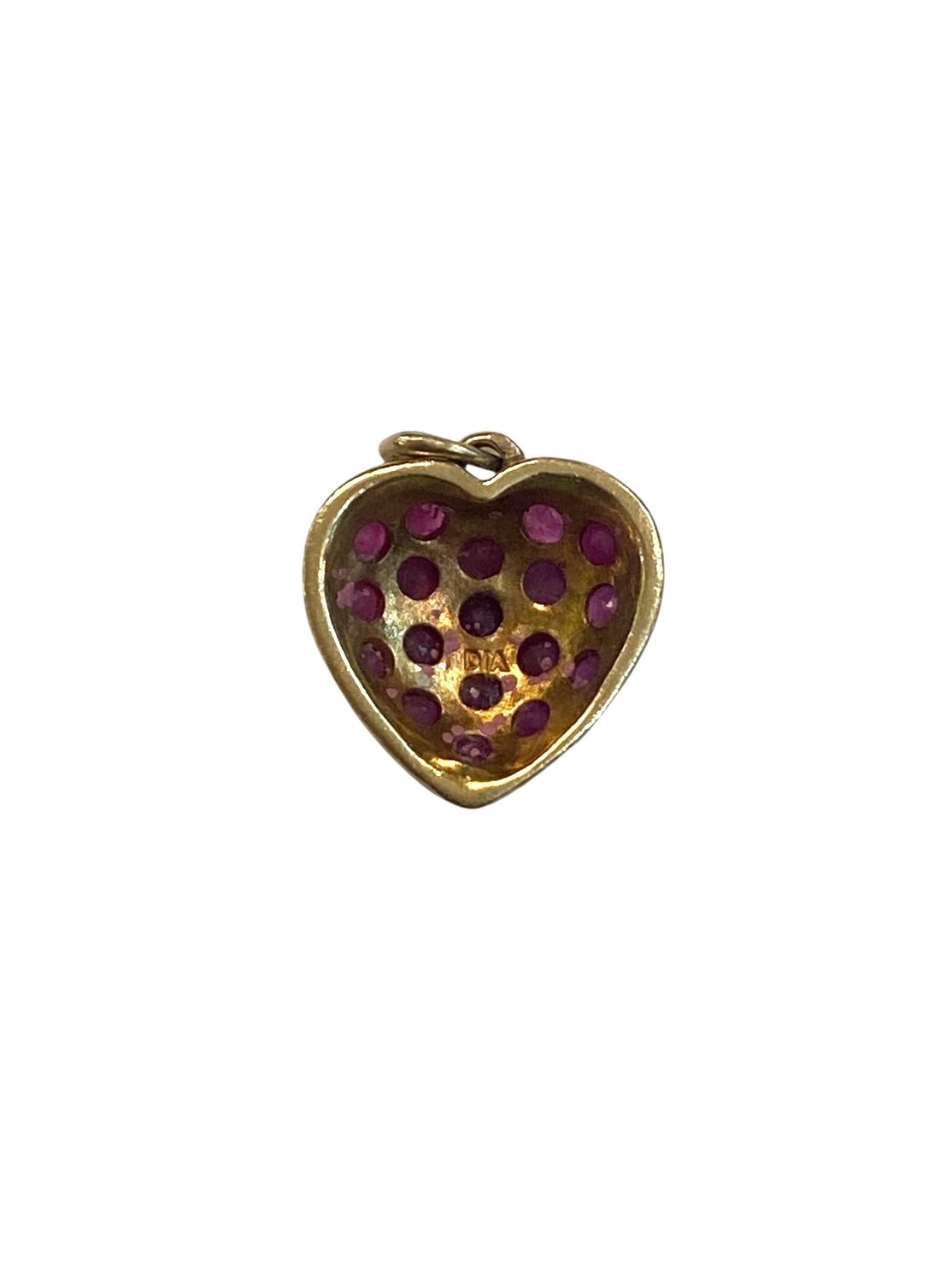 9ct vintage  ruby heart charm / pendant 1.3g
