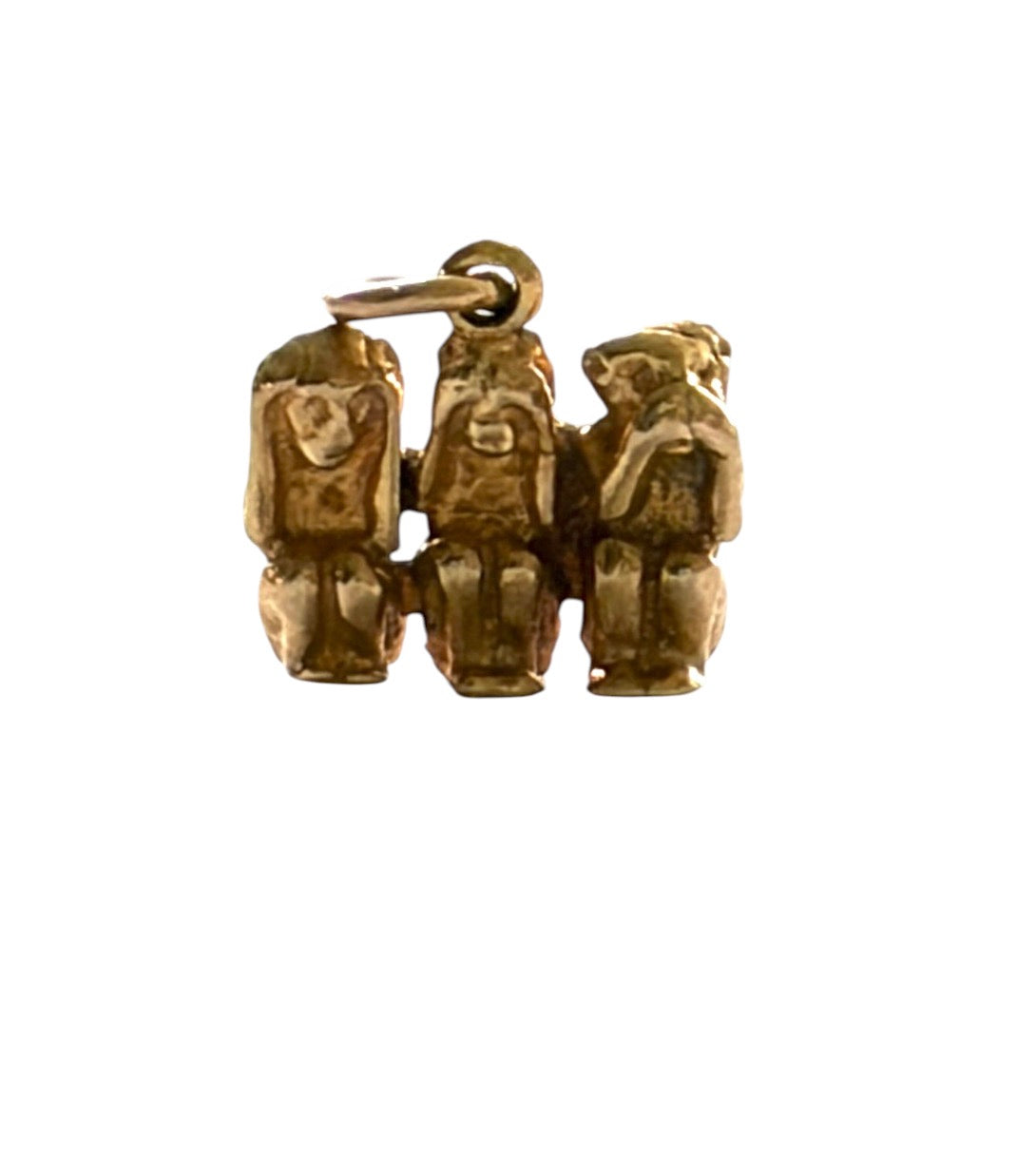 9ct vintage three monkey charm, 3.97g birmingham 1971