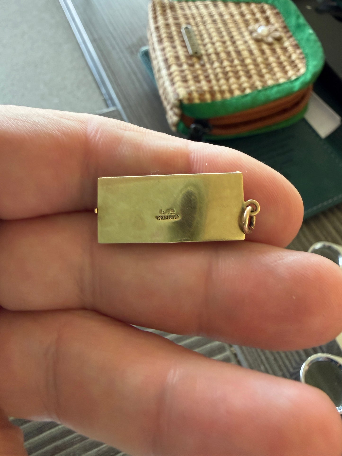 9ct vintage cheque book charm with cheques circa 1959 2.87g