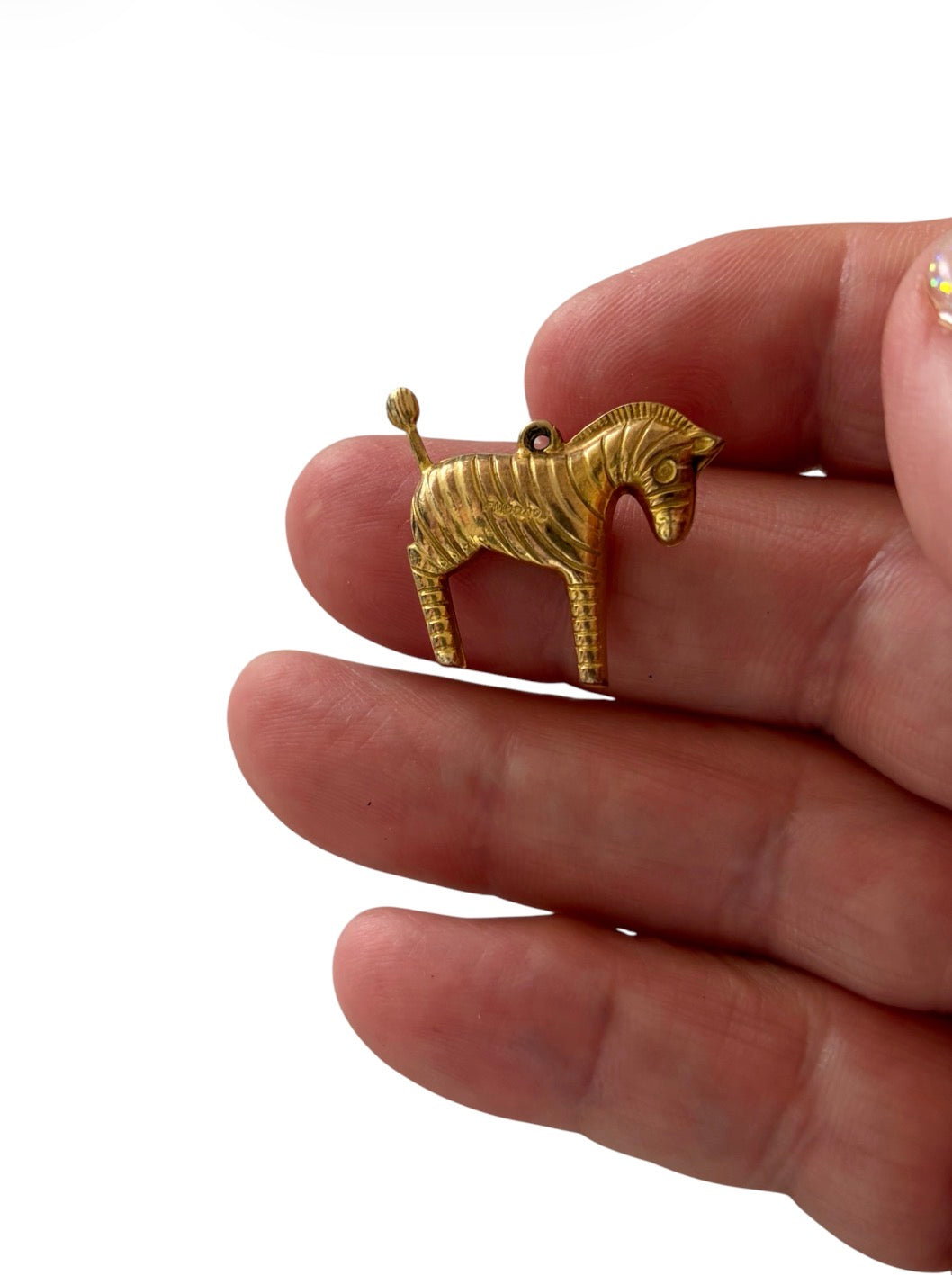 9ct vintage Zebra charm b y FM. Hollow 1.57g