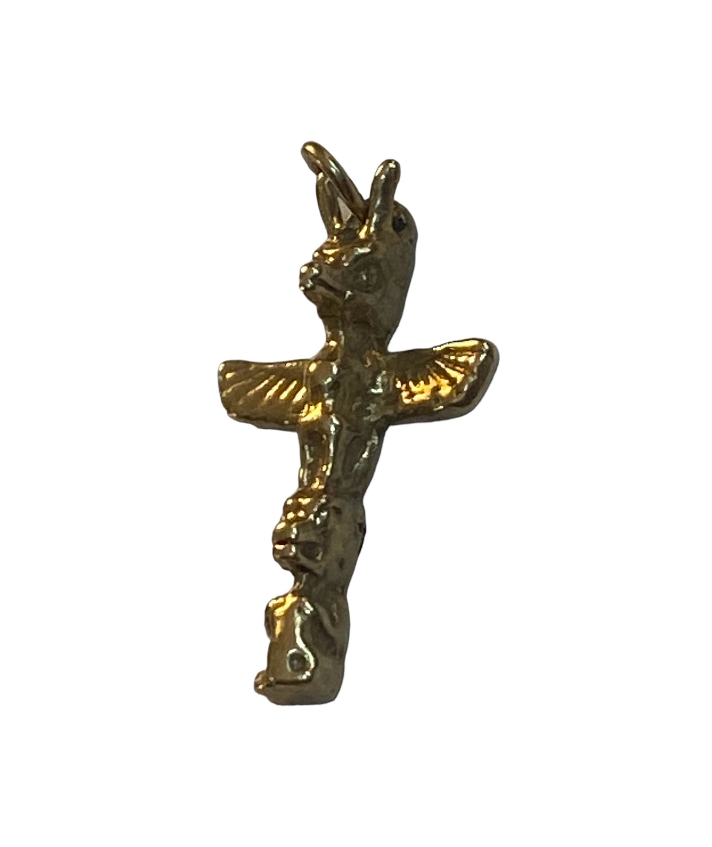 10ct vintage totem pole charm , yellow gold Vancouver totem