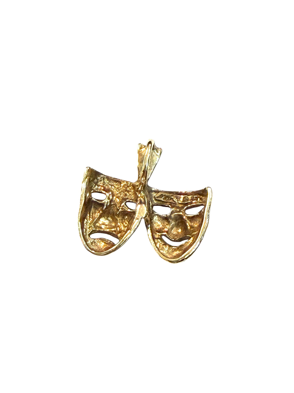 9ct vintage comedy and tragedy mask charm / pendant circa 1989 Birmingham 1.9g